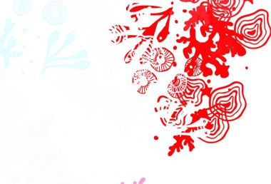 Açık mavi, rastgele şekilli kırmızı vektör deseni. Modern tarzda değişen renkli kaotik formlar. Web siteniz için basit tasarım.