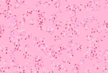 Açık Pembe, Digit sembollü kırmızı vektör deseni. Beyaz arkaplanda gradyanı olan renkli matematiksel işaretler. Üniversite reklamı için akıllı tasarım.