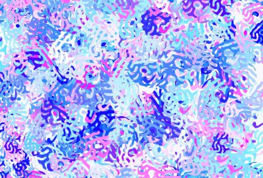 Açık pembe, soyut şekilli mavi vektör arkaplan. Modern tarzda değişen renkli kaotik formlar. Kartvizitiniz için modern tasarım.