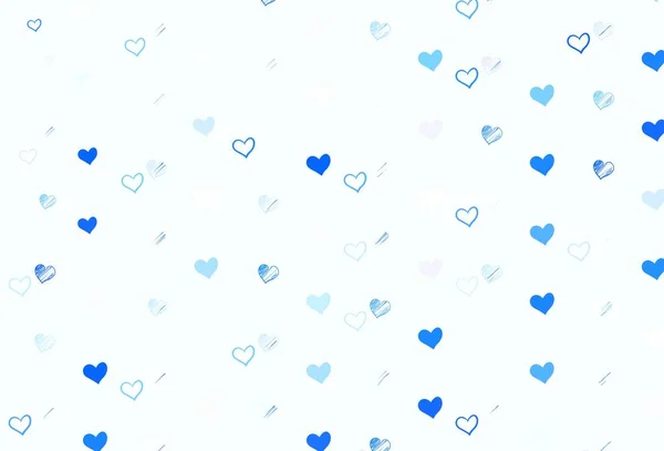 Luz Azul Vector Telón Fondo Con Corazones Dulces Ilustración Con — Archivo Imágenes Vectoriales