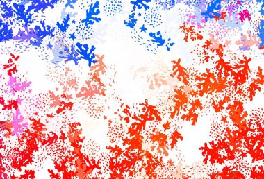 Açık mavi, rastgele şekilli kırmızı vektör deseni. Soyut gradyan şekilli basit renkli çizimler. Duvar kağıtları için zarif tasarım.