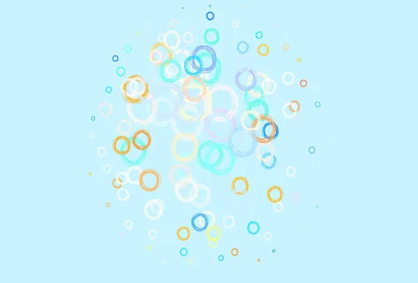 Світло Блакитне Жовте Векторне Компонування Формами Кола Розмиті Бульбашки Абстрактному — стоковий вектор