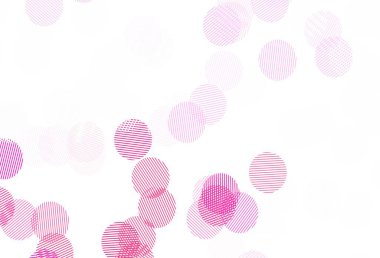 Disklerle açık pembe vektör dokusu. Renkli su damlaları olan modern soyut çizimler. Duvar kağıtlarının dokusu için desen.