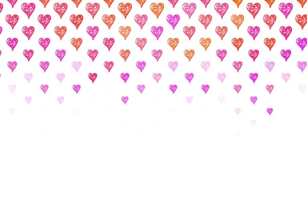 Light Pink Red Vector Template Doodle Hearts Decorative Design Hearts — Stock Vector