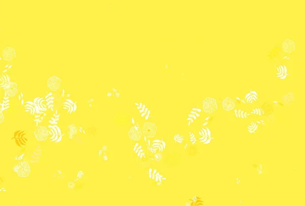 Modèle Gribouillage Vectoriel Jaune Clair Avec Feuilles Fleurs Illustration Avec — Image vectorielle