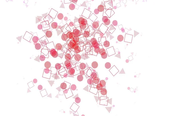 Licht Roze Rode Vectorachtergrond Met Driehoeken Cirkels Blokjes Cirkels Lijnen — Stockvector