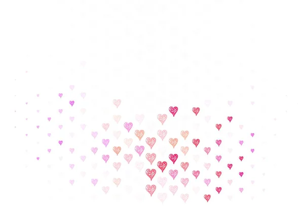 Light Pink Yellow Vector Template Doodle Hearts Beautiful Celebration Style — Stock Vector