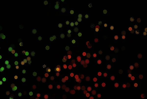 深绿色 红色矢量覆盖美丽的雪花 模糊的装饰设计在圣诞节风格与雪 贵公司商业广告的新年设计 — 图库矢量图片
