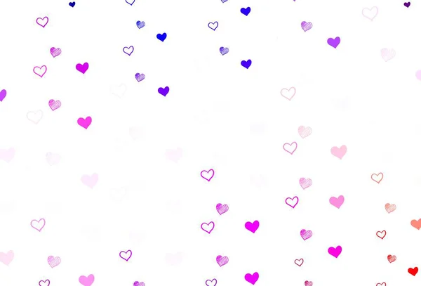 Açık Mavi Kırmızı Vektör Desenli Renkli Kalpler Sevgililer Günü Için — Stok Vektör