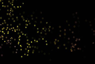 Koyu kırmızı, sarı vektör desenli ve Noel kar taneli. Soyut şablondaki kar ile dekoratif parlak illüstrasyon. Bu kalıp yeni yıl ilanı, broşürler için kullanılabilir.