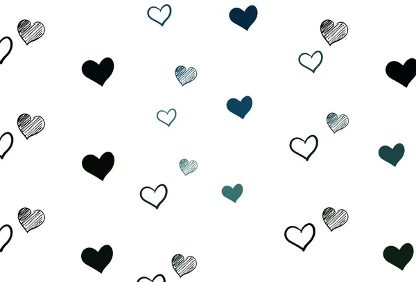 Světle Zelená Vektorová Textura Krásným Srdcem Ilustrace Srdcem Lásce Koncept — Stockový vektor