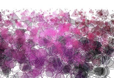 Dairesel çokgen şekilli açık pembe vektör deseni. Renkli noktalı modern soyut çizimler. Poster ve afiş için en iyi tasarım.