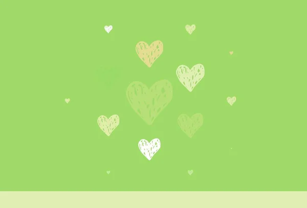 Light Green Red Vector Template Doodle Hearts Decorative Design Hearts — Stock Vector