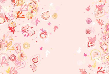 Açık kırmızı, soyut şekilli sarı vektör dokusu. Soyut tarzda rengarenk gradyan şekilleri olan bir resim. Bir cep telefonu için arka plan.