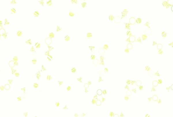 Verde Claro Fondo Vectorial Amarillo Con Triángulos Círculos Ilustración Abstracta — Vector de stock