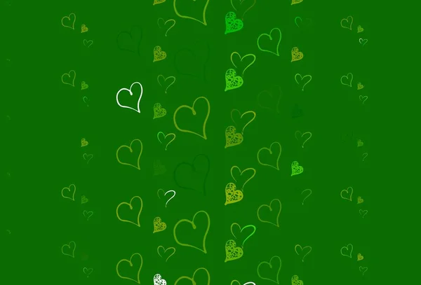 Светло Зеленая Желтая Векторная Текстура Милыми Сердцами Иллюстрация Изображением Градиентных — стоковый вектор