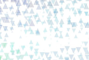 Açık mavi, çemberli çokgen şekilli yeşil vektör deseni. Renkli daireler, üçgenler çizilmiş bir resim. Duvar kağıtları için şablon.