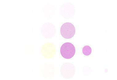 Açık pembe, küreli sarı vektör deseni. Parlak renkli soyut çemberlerin olduğu bir resim. Güzel web siteleri için desen.