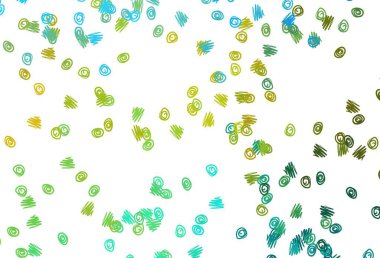 Açık mavi, noktalı sarı vektör arkaplan. Bulanık yağmur damlaları olan soyut bir çizim. Güzel web siteleri için desen.