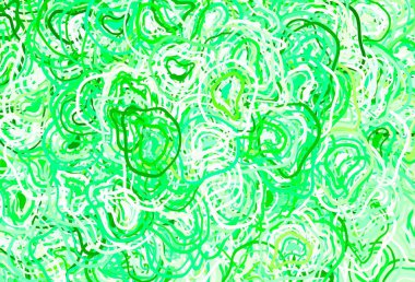 Memphis şekilli açık yeşil vektör arkaplanı. Modern tarzda değişen renkli kaotik formlar. Web siteniz için basit tasarım.