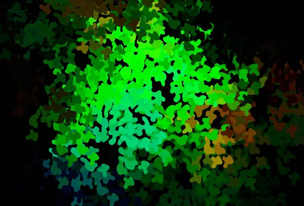 Koyu Yeşil Memphis Şekilli Sarı Vektör Arkaplan Renkli Rastgele Şekillerle — Stok Vektör