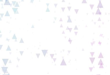 Açık pembe, dairesel çokgen şekilli mavi vektör deseni. Küreleri ve üçgen çizgileri olan soyut çizimler. Poster ve afiş için en iyi tasarım.