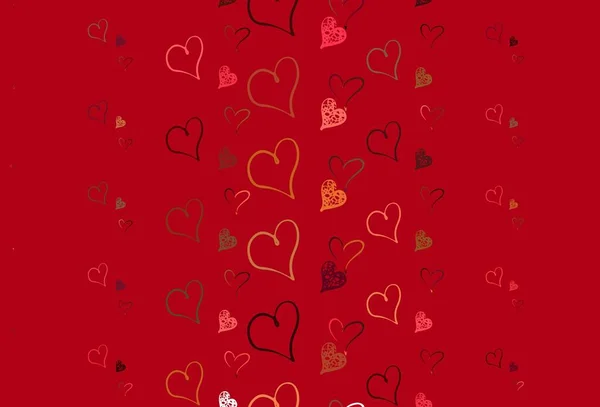 Rouge Clair Fond Vectoriel Jaune Avec Des Coeurs Illustration Avec — Image vectorielle