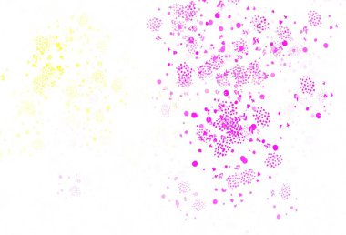 Açık Pembe, Memphis şekilli sarı vektör arkaplan. Soyut gradyan şekilli basit renkli çizimler. Kartvizitiniz için modern tasarım.