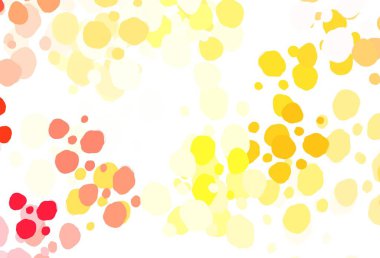 Açık kırmızı, daire şekilli sarı vektör düzeni. Bulanık dekoratif tasarım baloncuklu soyut tarzda. Duvar kağıtlarının dokusu için desen.