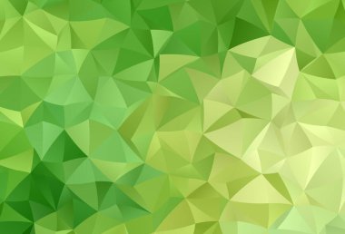 Açık yeşil, sarı vektör üçgen arkaplan. Üçgenli parlak renkli çizimler. Web siteniz için yeni bir doku.