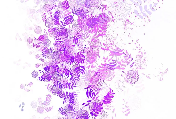 Luz Púrpura Rosa Vector Doodle Fondo Con Hojas Flores Nueva — Archivo Imágenes Vectoriales