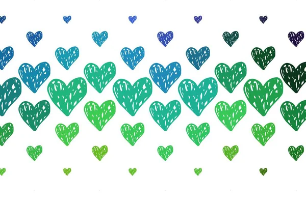 Light Multicolor Vector Template Doodle Hearts Сяючий Малюнок Серцем Абстрактному — стоковий вектор