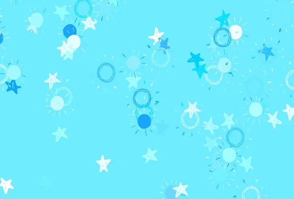 Layout Vetorial Blue Claro Com Estrelas Sóis Glitter Ilustração Abstrata — Vetor de Stock