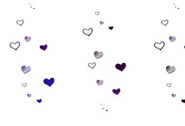 Açık pembe, karalama kalpli mavi vektör şablonu. Renkli arkaplanda güzel soyut kalpler. Evlilik hediyeleri için örnek, tebrikler..