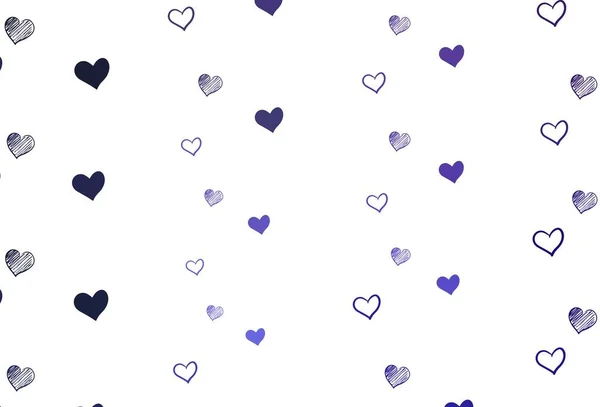 Светло Фиолетовый Векторный Узор Цветными Сердцами Цветная Иллюстрация Сердечками Стиле — стоковый вектор