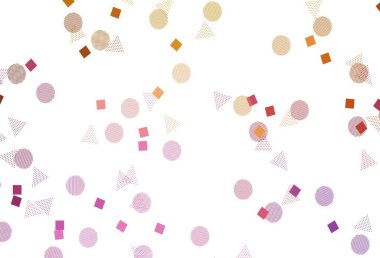 Açık Pembe, sarı vektör dokusu, daire şeklinde ve küp şeklinde. Daireler, çizgiler, rengarenk eşkenar dörtgenler. Poster ve afiş için en iyi tasarım.