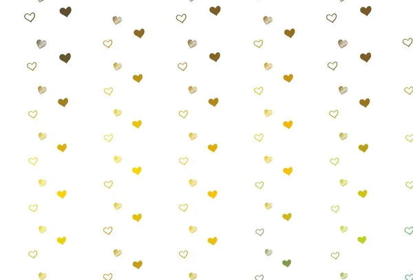 Hellgrüne Gelbe Vektorkulisse Mit Süßen Herzen Schöne Farbige Illustration Mit — Stockvektor