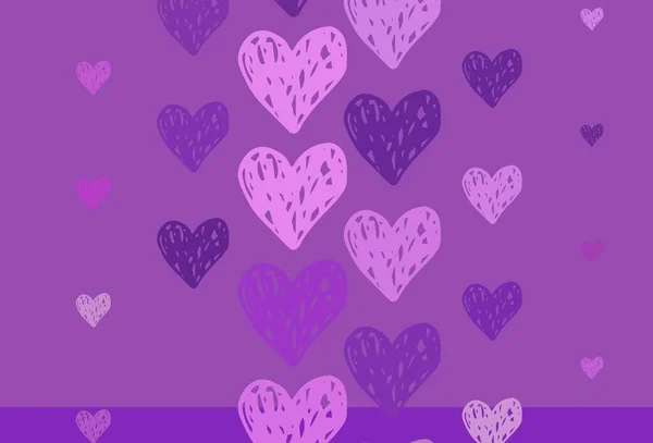 Light Purple vector texture with lovely hearts. Smart illustration with gradient hearts in valentine style. Template for Valentine's greeting postcards.