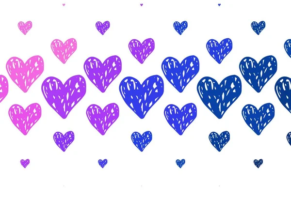 Rosa Claro Fondo Vector Azul Con Corazones Hermoso Estilo Celebración — Vector de stock