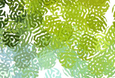 Açık yeşil, kaotik şekilli sarı vektör şablonu. Renkli rastgele şekillerle modern soyut illüstrasyon. Bir cep telefonu için arka plan.