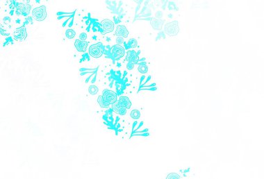 Açık mavi, Memphis şekilli yeşil vektör arkaplan. Rastgele şekillerle soyut tarzda dekoratif tasarım. Kartvizitiniz için modern tasarım.