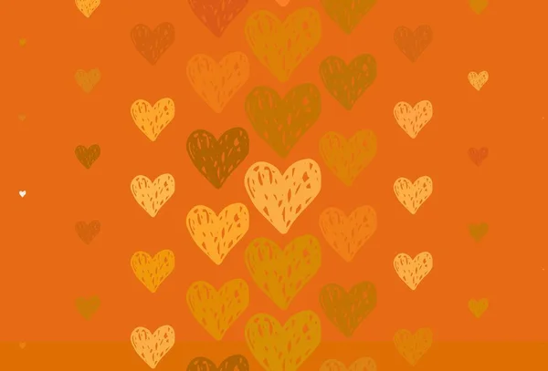 Ελαφρύ Πορτοκαλί Διάνυσμα Πρότυπο Καρδιές Doodle Εικονογράφηση Σχήματα Βαθμονομημένων Καρδιών — Διανυσματικό Αρχείο