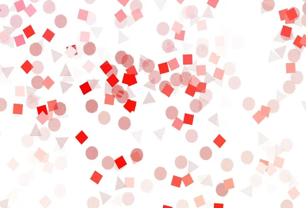 Hellrote Vektorschablone Mit Kristallen Kreisen Quadraten Abstrakte Illustration Mit Bunten — Stockvektor