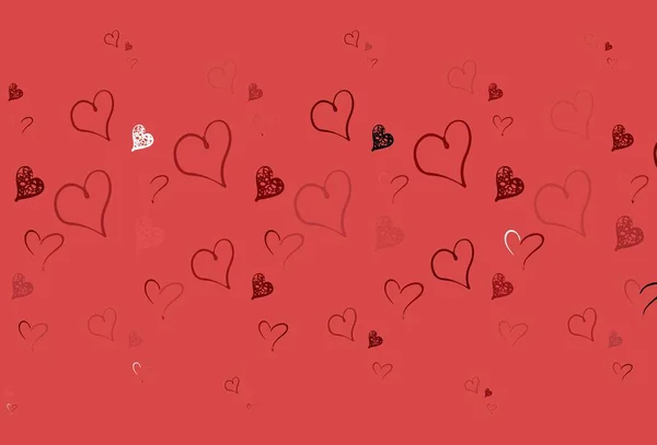 Ελαφρύ Κόκκινο Διάνυσμα Πρότυπο Doodle Καρδιές Λαμπερή Απεικόνιση Καρδιές Αφηρημένο — Διανυσματικό Αρχείο