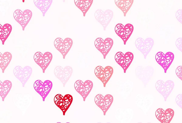 Luz Púrpura Fondo Vectorial Rosa Con Corazones Ilustración Inteligente Con — Vector de stock