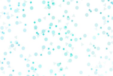 Çemberli çokgen biçimli açık yeşil vektör arkaplanı. Çemberler, üçgenler ve küplerle soyut gradyan çizimi. Reklamlarınız için akıllı tasarım.