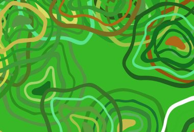 Açık yeşil, kıvrımlı çizgileri olan sarı vektör düzeni. Basit bir şekilde yepyeni renkli bir tasvir. Reklamınız, broşürleriniz, broşürleriniz için yeni bir doku..