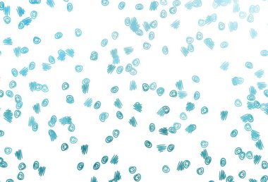 Çember şekilli açık mavi vektör düzeni. Renkli su damlaları olan modern soyut çizimler. Reklamlar, broşürler için desen.