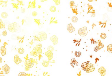 Memphis şekilli Light Orange vektör arkaplanı. Modern tarzda değişen renkli kaotik formlar. Kartvizitiniz için modern tasarım.