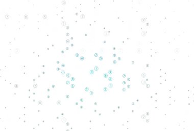 Açık mavi, Digit sembollü yeşil vektör deseni. Bulanık tasarım, basit bir şekilde, rakamların toplanmasıyla. Tipografinin iniş sayfası için şablon.